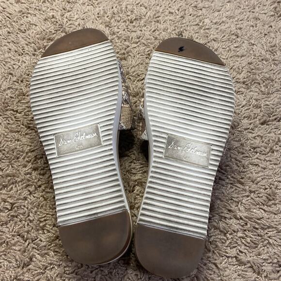 Sam Edelman Women Wheat & Truffle Adaley Woven Python Print Slip-op Sandals 6.5 - Picture 10 of 11